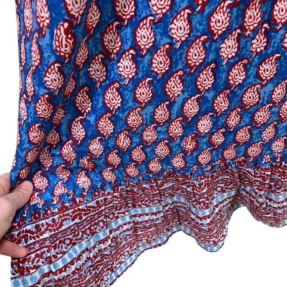 BeachLunchLounge Women's M Medium A-Line Mini Dress Pleated w. Tassels Batik - Picture 3 of 7